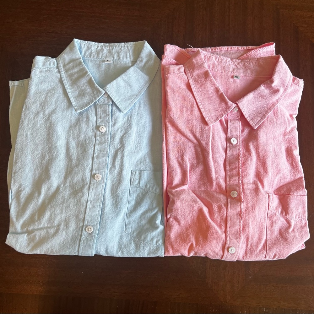 Siliteelon Luxury | Lot of 2 | Button Down Shirts Pink & Blue | Women's XL
